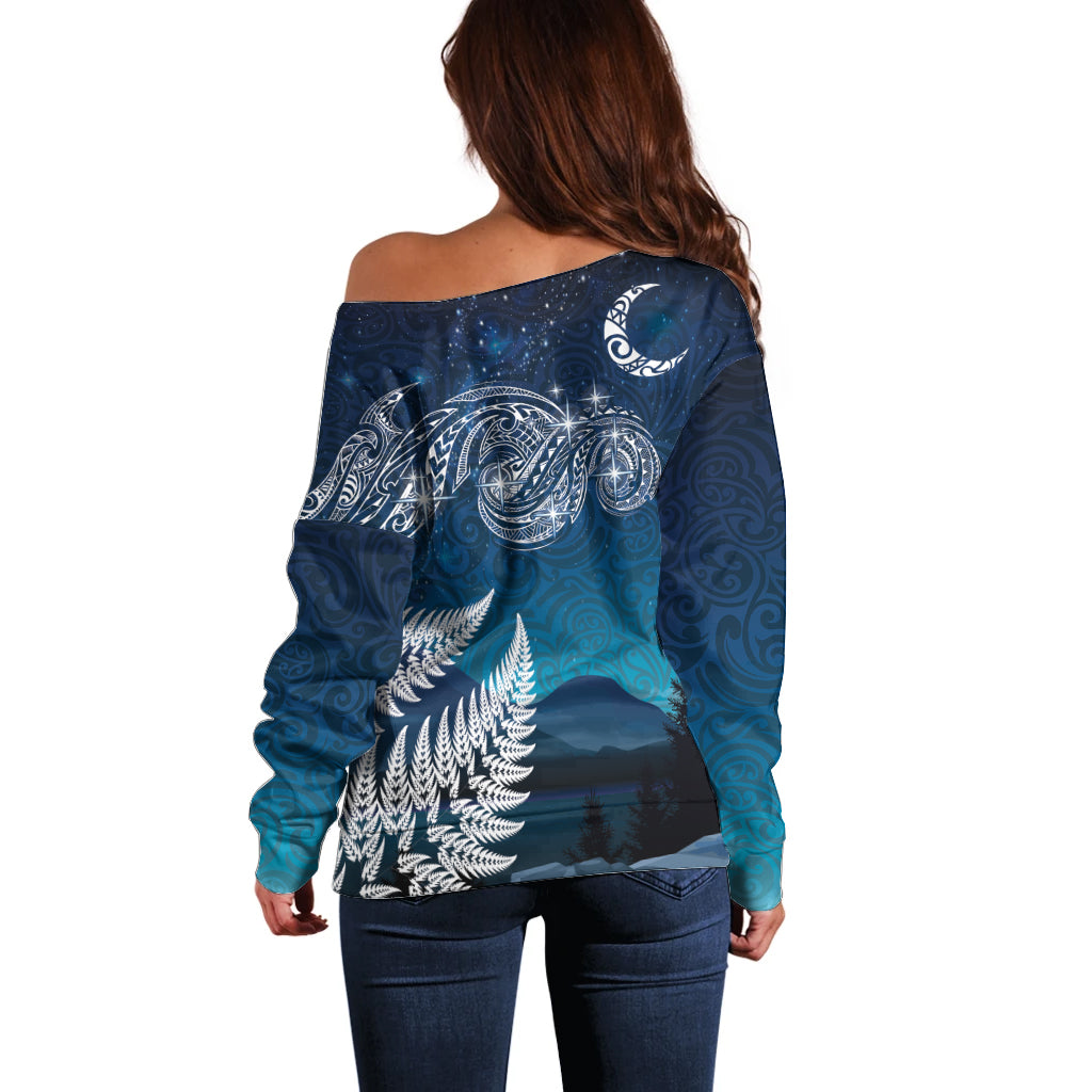 New Zealand Matariki Off Shoulder Sweater Starry Night Style LT7 - Polynesian Pride