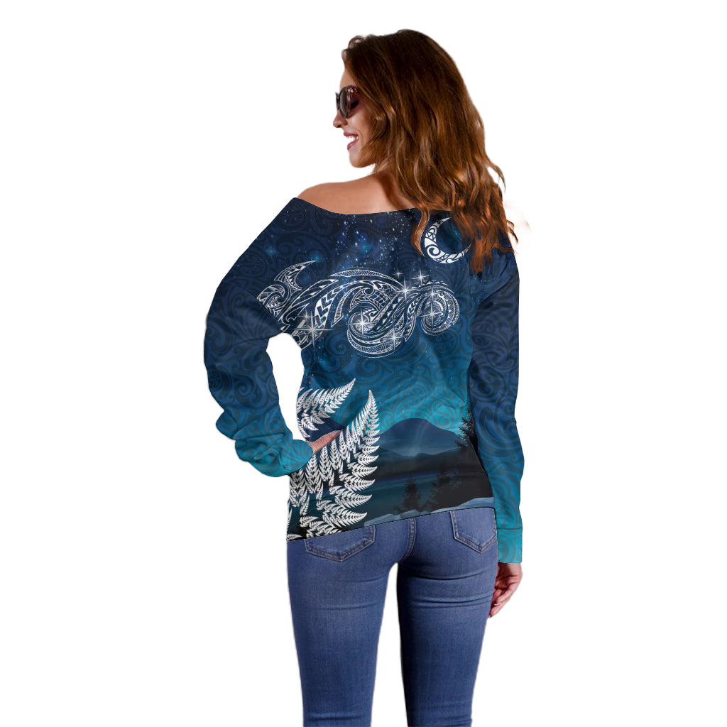 New Zealand Matariki Off Shoulder Sweater Starry Night Style LT7 - Polynesian Pride