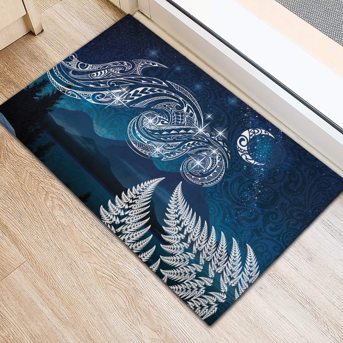 New Zealand Matariki Rubber Doormat Starry Night Style LT7 - Polynesian Pride