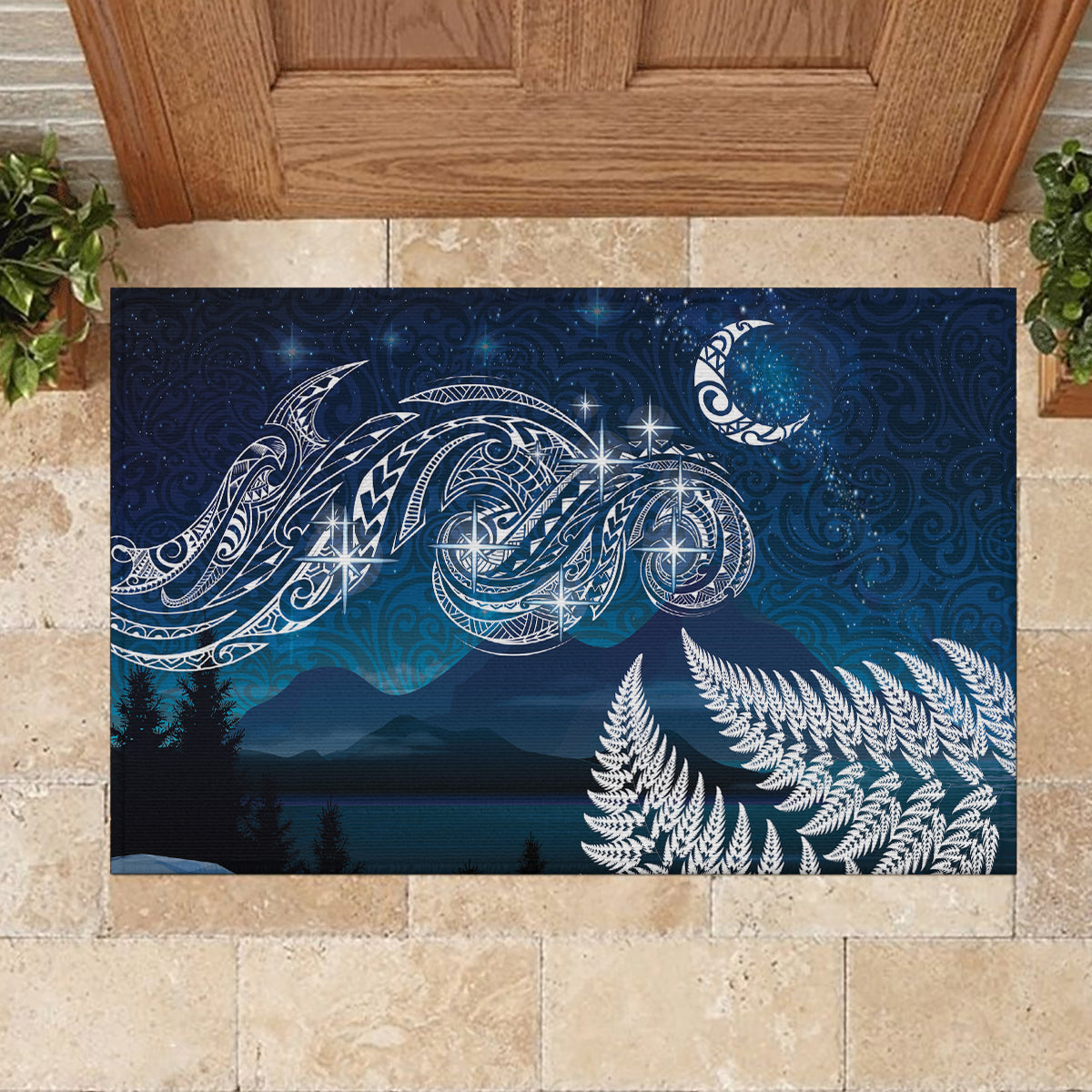 New Zealand Matariki Rubber Doormat Starry Night Style LT7 - Polynesian Pride