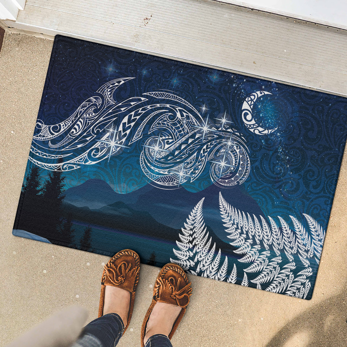 New Zealand Matariki Rubber Doormat Starry Night Style LT7 - Polynesian Pride