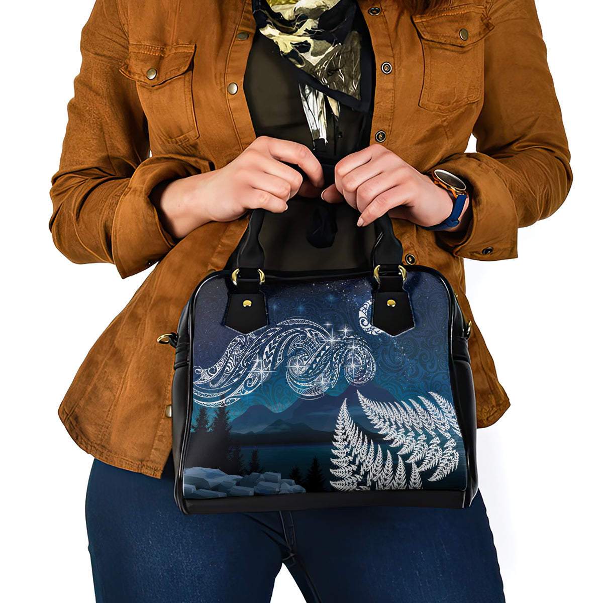 New Zealand Matariki Shoulder Handbag Starry Night Style LT7 - Polynesian Pride