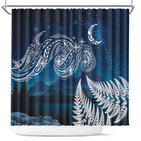 New Zealand Matariki Shower Curtain Starry Night Style LT7 Navy - Polynesian Pride