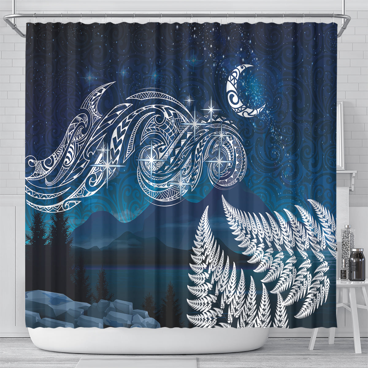 New Zealand Matariki Shower Curtain Starry Night Style LT7 - Polynesian Pride