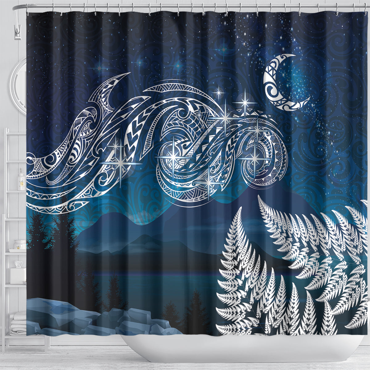 New Zealand Matariki Shower Curtain Starry Night Style LT7 - Polynesian Pride