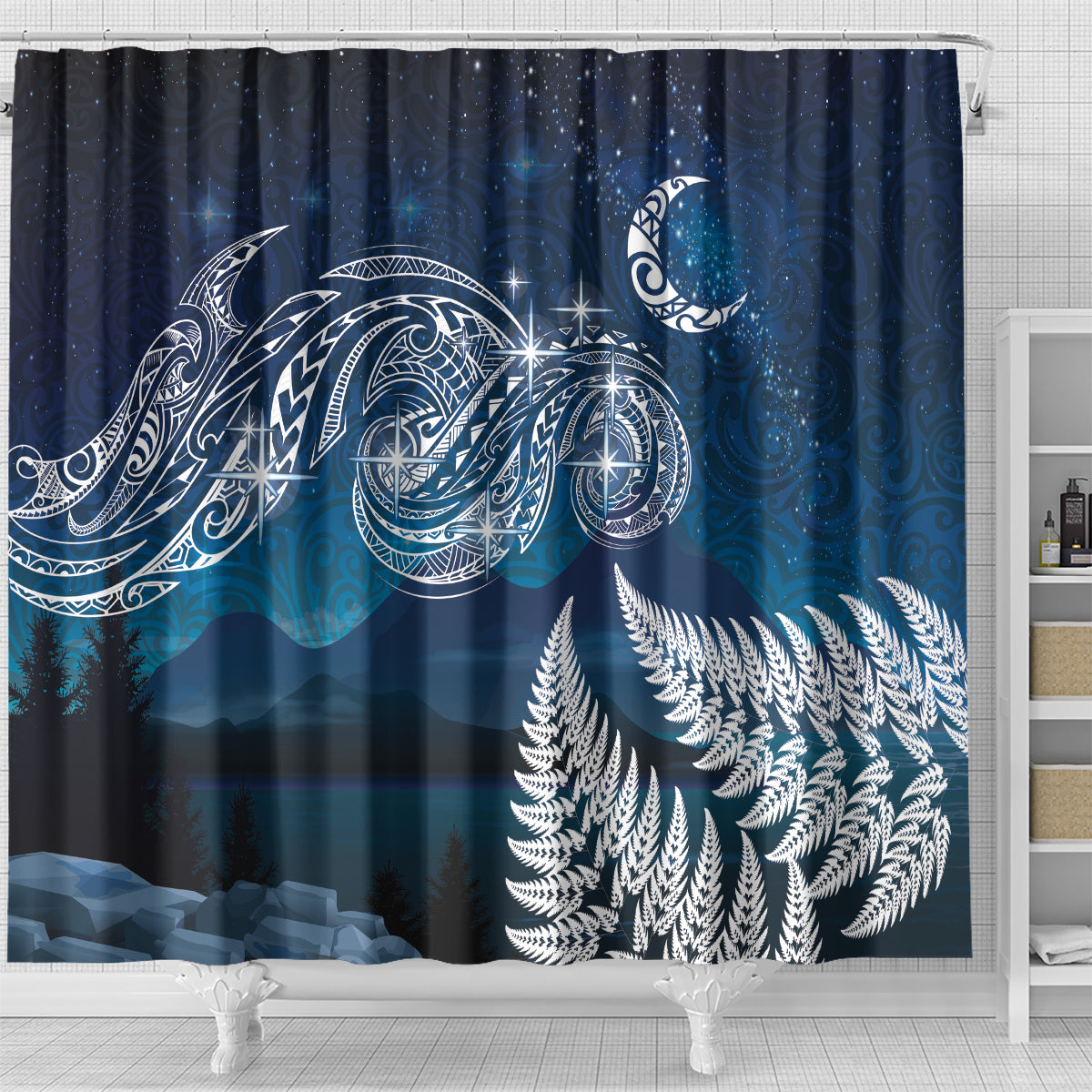 New Zealand Matariki Shower Curtain Starry Night Style LT7 - Polynesian Pride