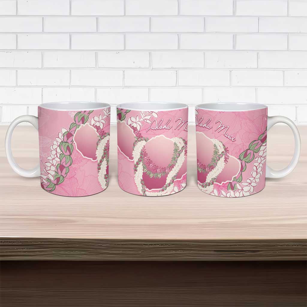 Hawaii Maui Island Flowers Lei Ceramic Mug Lokelani Rose Pink LT7 - Polynesian Pride