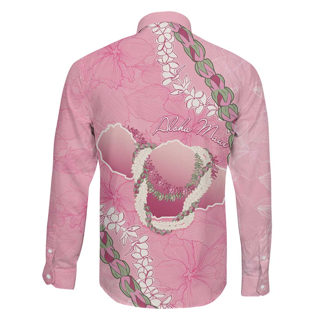 Hawaii Maui Island Flowers Lei Family Matching Off Shoulder Maxi Dress and Hawaiian Shirt Lokelani Rose Pink LT7 - Polynesian Pride
