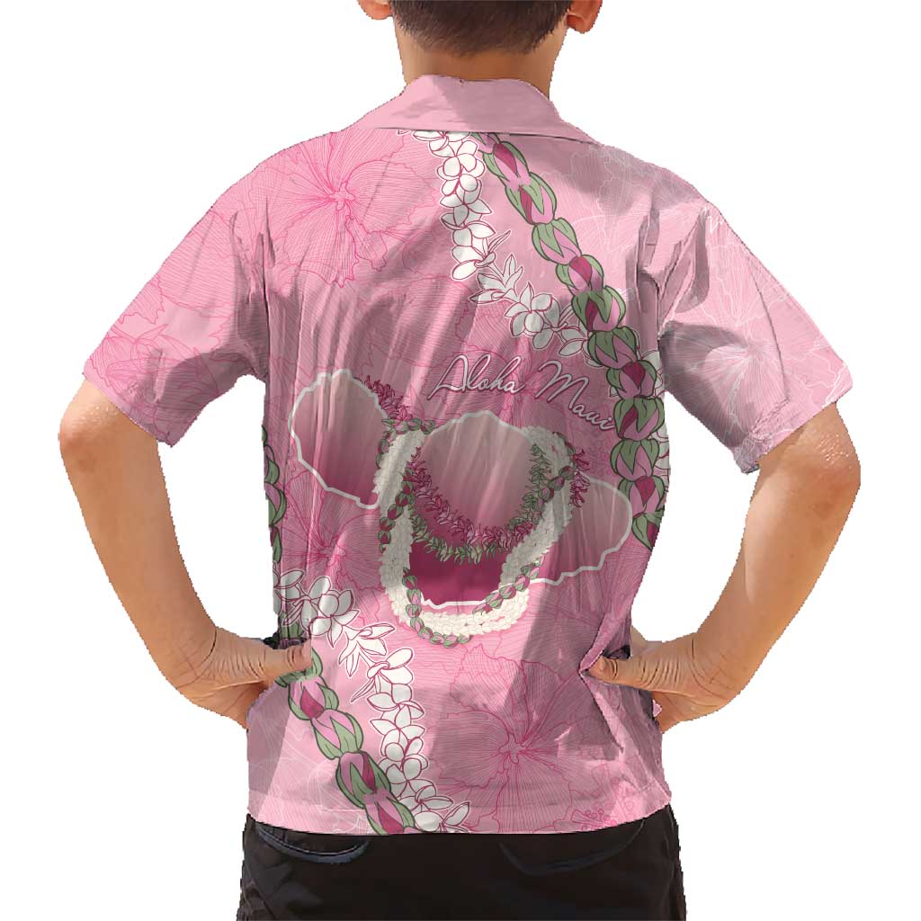 Hawaii Maui Island Flowers Lei Family Matching Summer Maxi Dress and Hawaiian Shirt Lokelani Rose Pink LT7 - Polynesian Pride