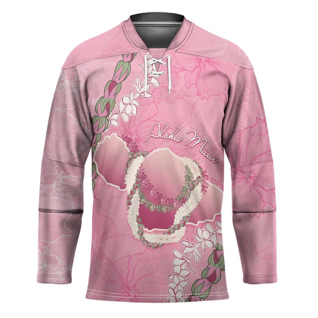 Hawaii Maui Island Flowers Lei Hockey Jersey Lokelani Rose Pink LT7 Unisex Pink - Polynesian Pride