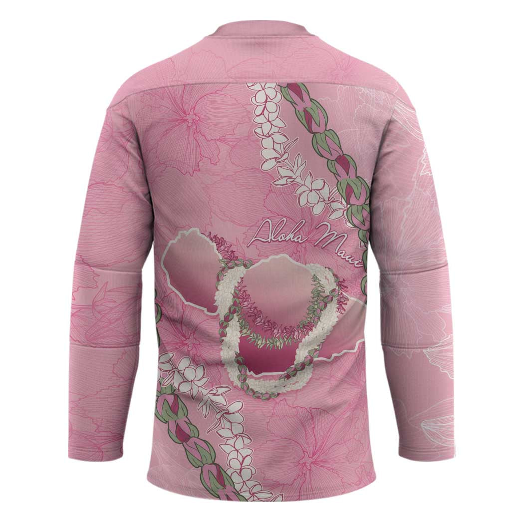 Hawaii Maui Island Flowers Lei Hockey Jersey Lokelani Rose Pink LT7 - Polynesian Pride