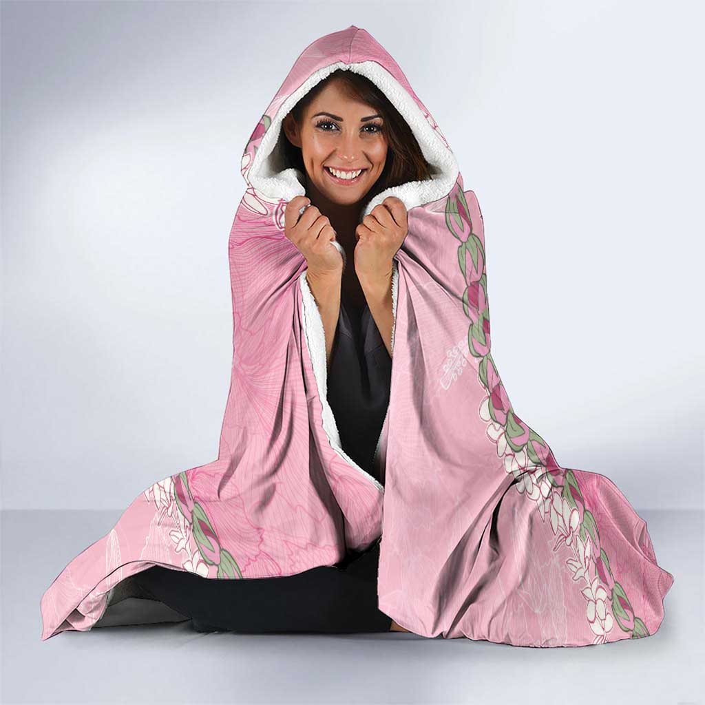 Hawaii Maui Island Flowers Lei Hooded Blanket Lokelani Rose Pink