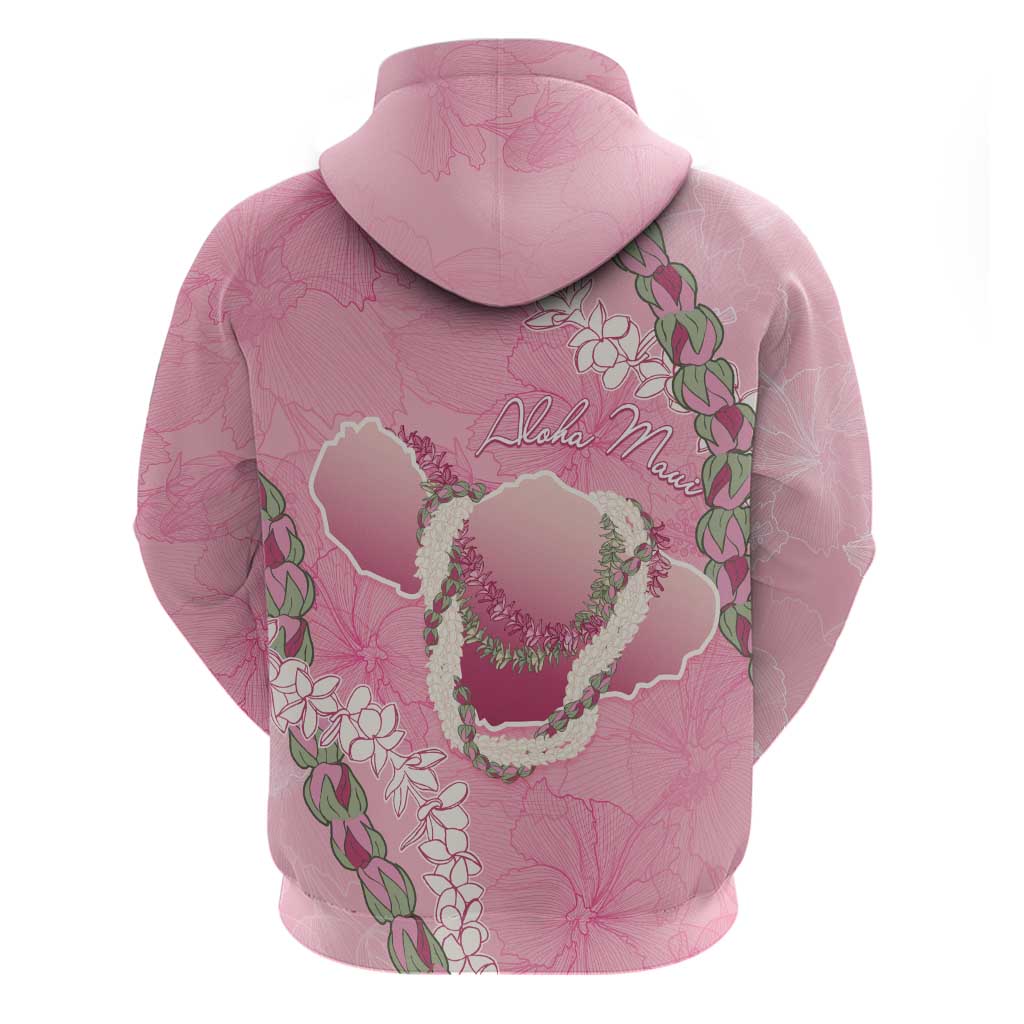 Hawaii Maui Island Flowers Lei Hoodie Lokelani Rose Pink