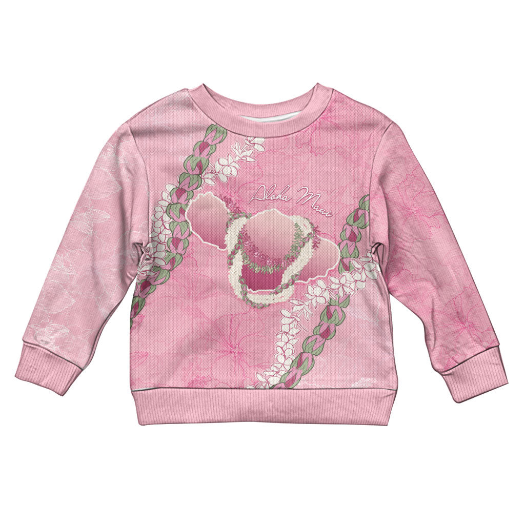 Hawaii Maui Island Flowers Lei Kid Ugly Christmas Sweater Lokelani Rose Pink