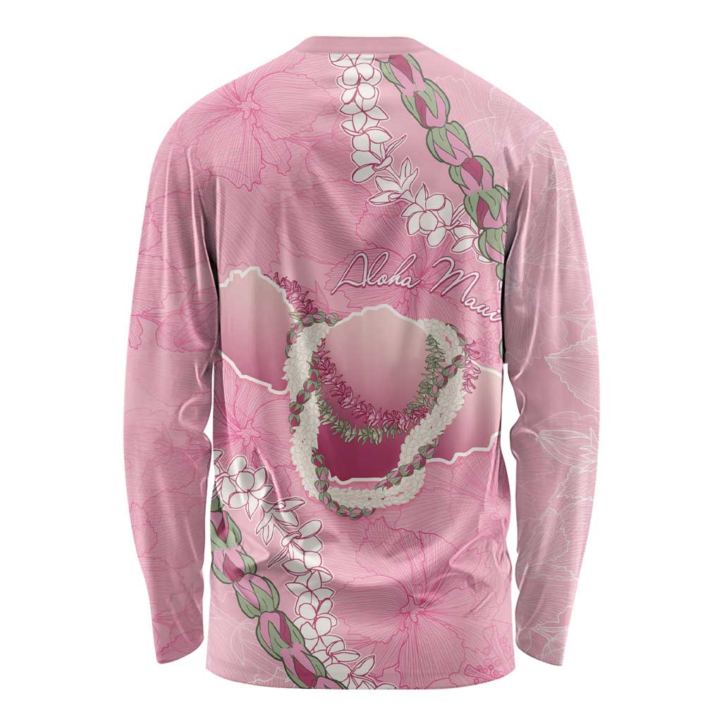 Hawaii Maui Island Flowers Lei Long Sleeve Shirt Lokelani Rose Pink LT7 - Polynesian Pride