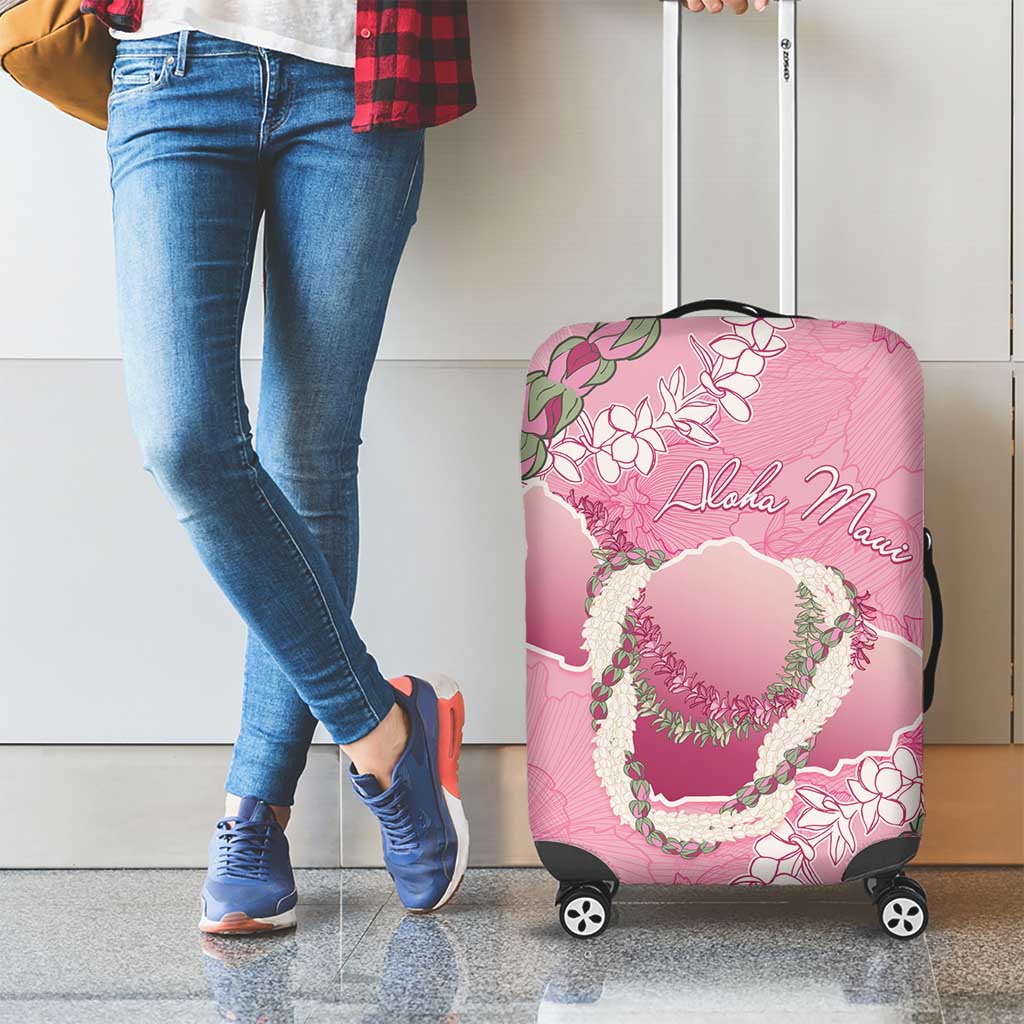 Hawaii Maui Island Flowers Lei Luggage Cover Lokelani Rose Pink LT7 - Polynesian Pride