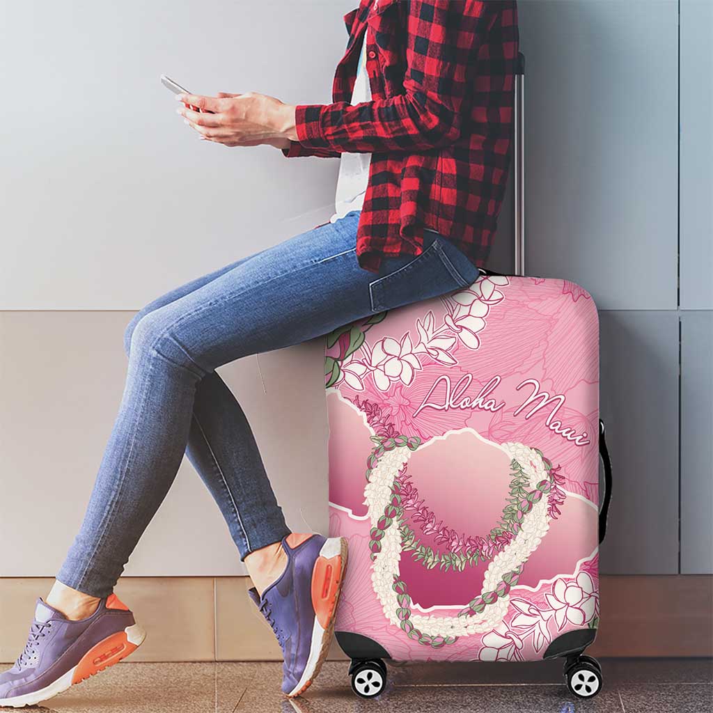 Hawaii Maui Island Flowers Lei Luggage Cover Lokelani Rose Pink LT7 - Polynesian Pride