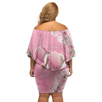 Hawaii Maui Island Flowers Lei Off Shoulder Short Dress Lokelani Rose Pink LT7 - Polynesian Pride
