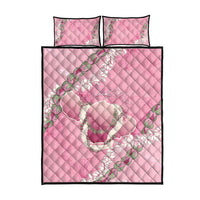 Hawaii Maui Island Flowers Lei Quilt Bed Set Lokelani Rose Pink
