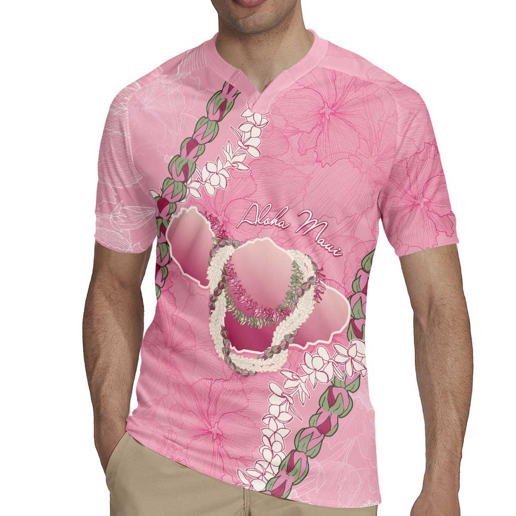 Hawaii Maui Island Flowers Lei Rugby Jersey Lokelani Rose Pink