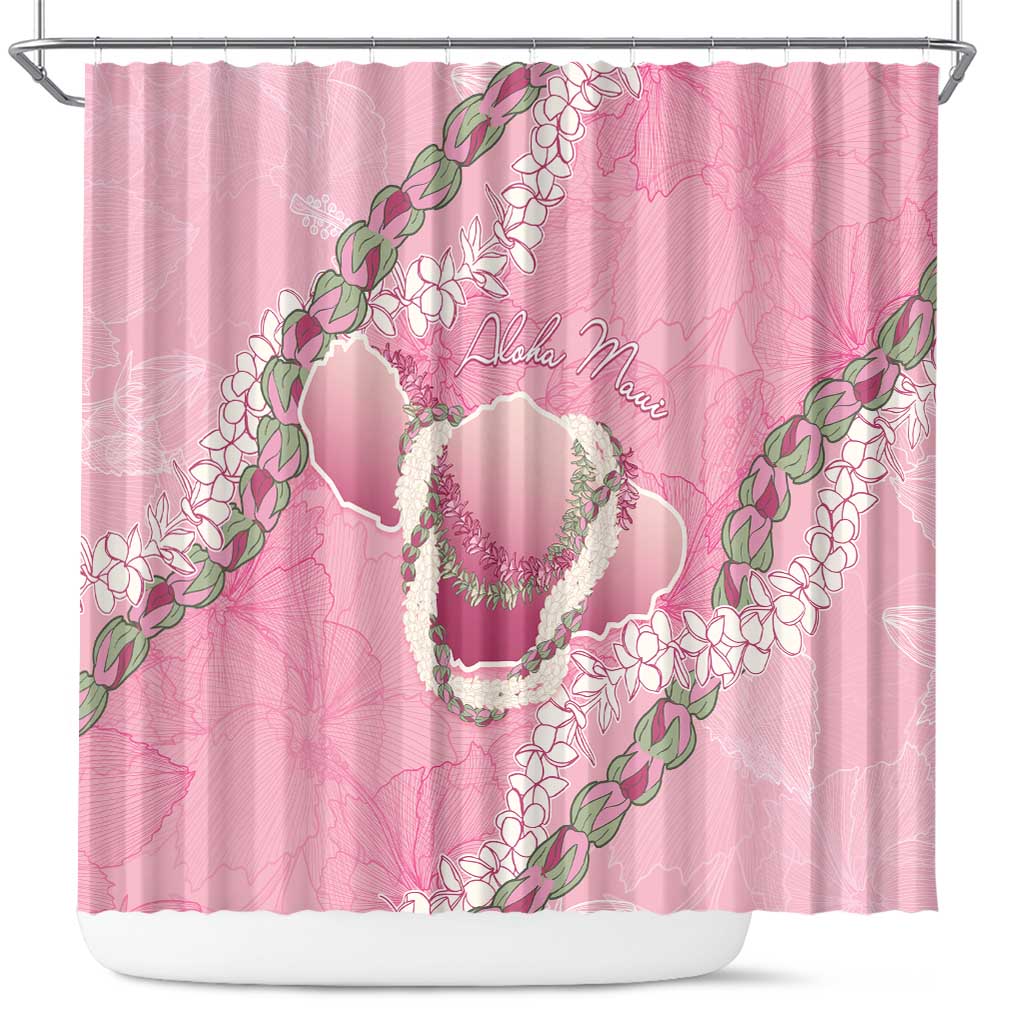 Hawaii Maui Island Flowers Lei Shower Curtain Lokelani Rose Pink