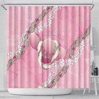 Hawaii Maui Island Flowers Lei Shower Curtain Lokelani Rose Pink