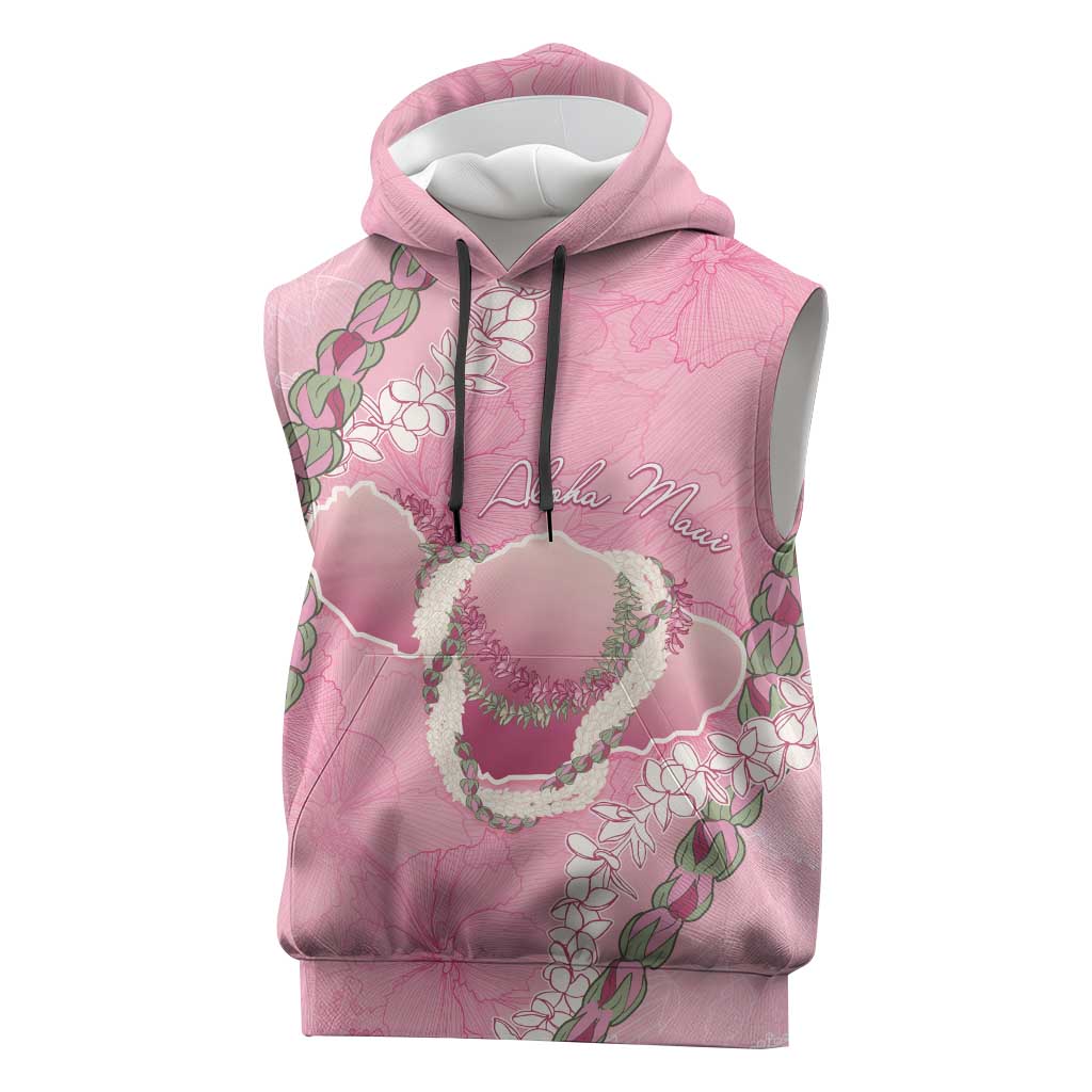 Hawaii Maui Island Flowers Lei Sleeveless Hoodie Lokelani Rose Pink LT7 Pink - Polynesian Pride