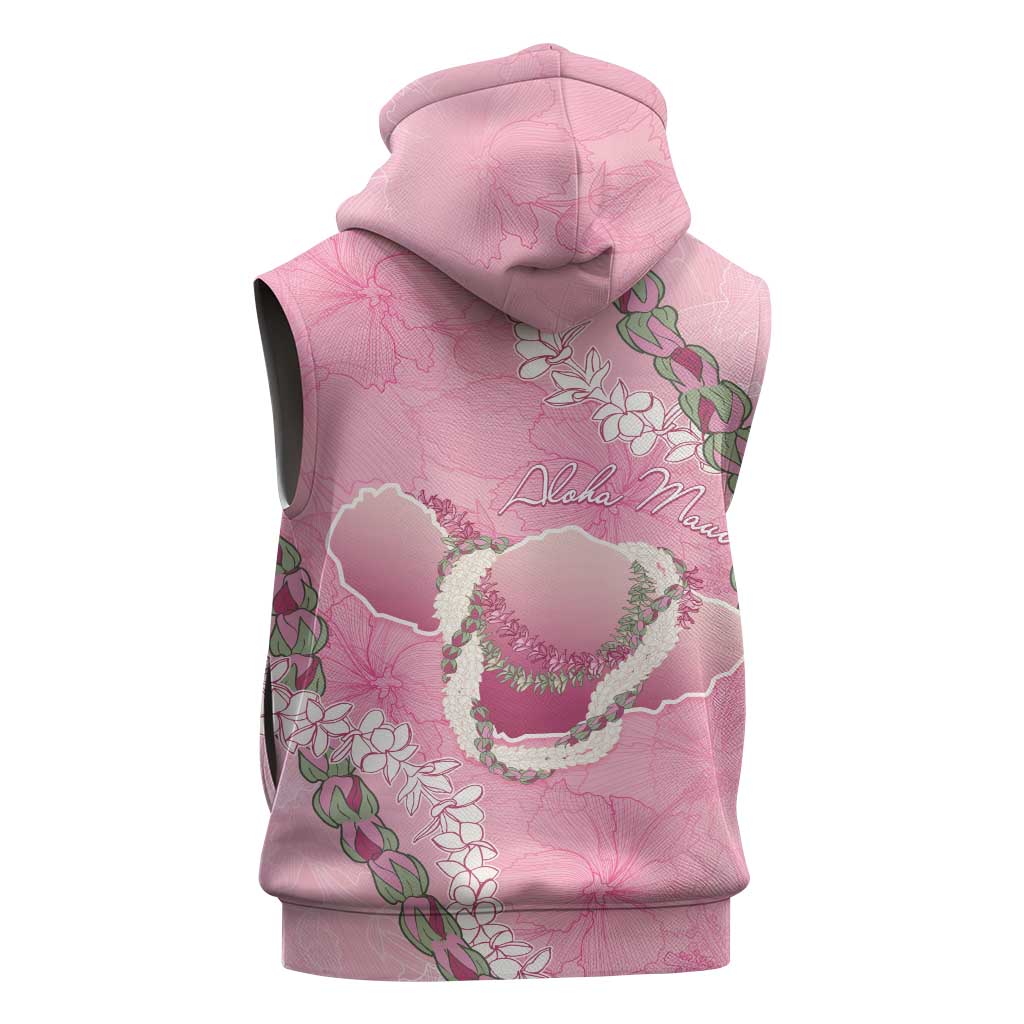 Hawaii Maui Island Flowers Lei Sleeveless Zip Hoodie Lokelani Rose Pink LT7 - Polynesian Pride