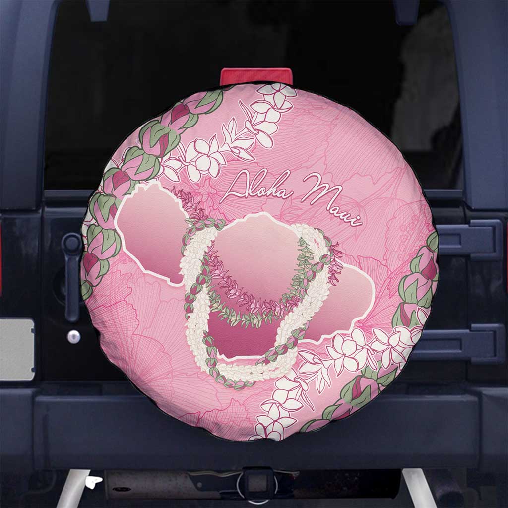 Hawaii Maui Island Flowers Lei Spare Tire Cover Lokelani Rose Pink LT7 No hole Pink - Polynesian Pride