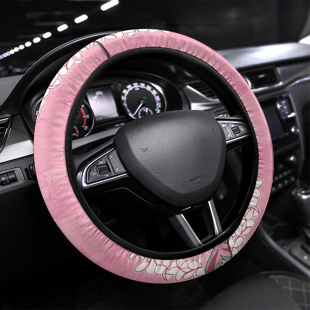 Hawaii Maui Island Flowers Lei Steering Wheel Cover Lokelani Rose Pink