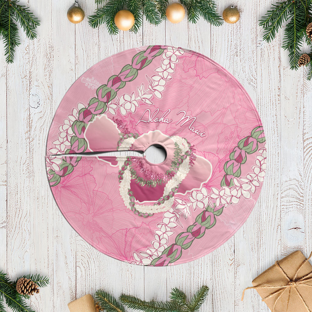 Hawaii Maui Island Flowers Lei Tree Skirt Lokelani Rose Pink