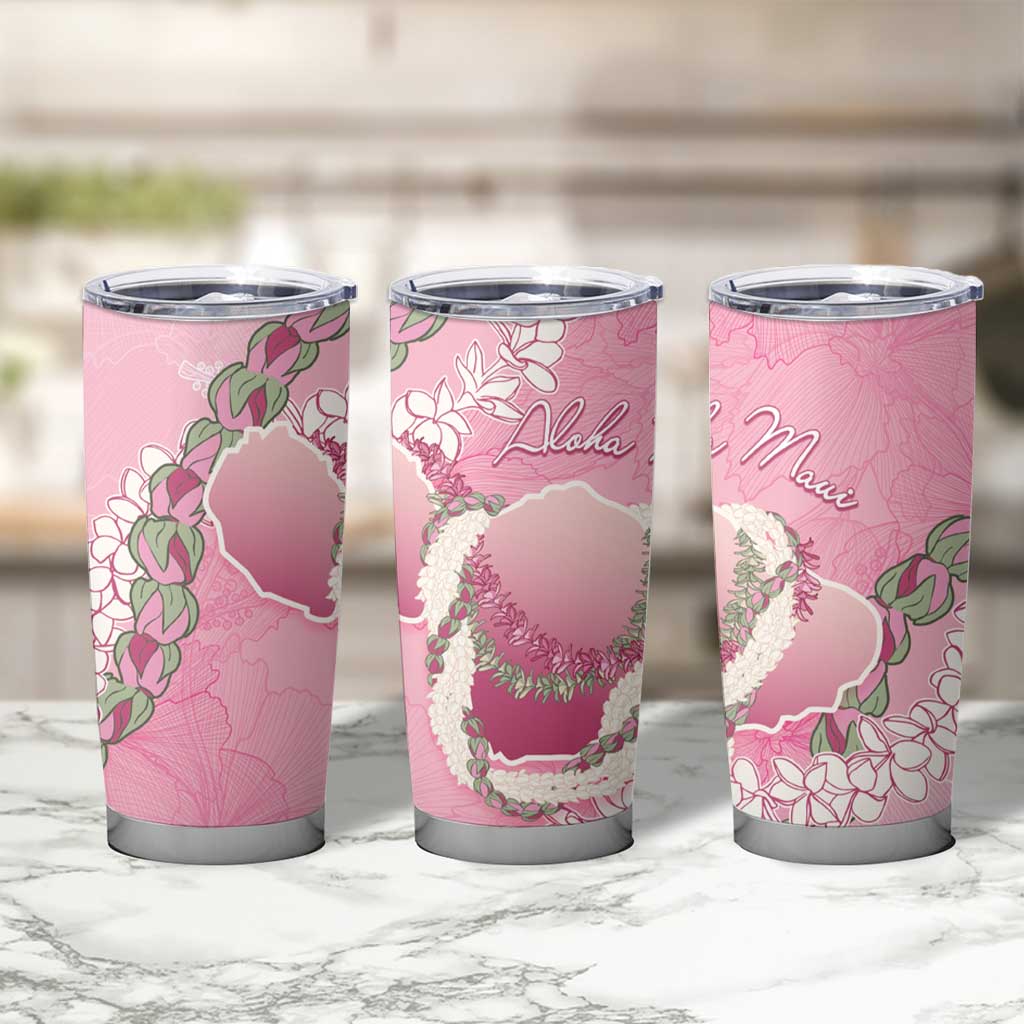 Hawaii Maui Island Flowers Lei Tumbler Cup Lokelani Rose Pink LT7 - Polynesian Pride