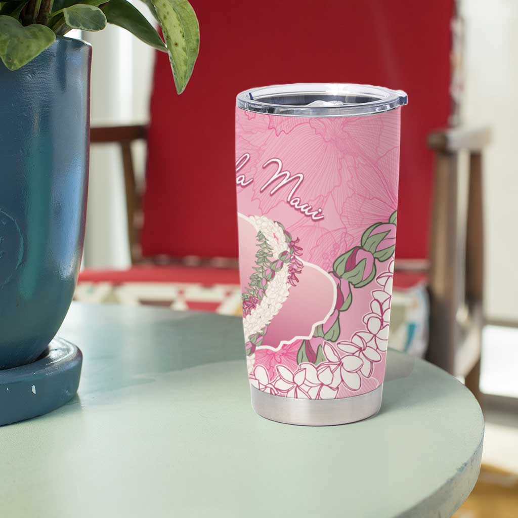 Hawaii Maui Island Flowers Lei Tumbler Cup Lokelani Rose Pink LT7 - Polynesian Pride