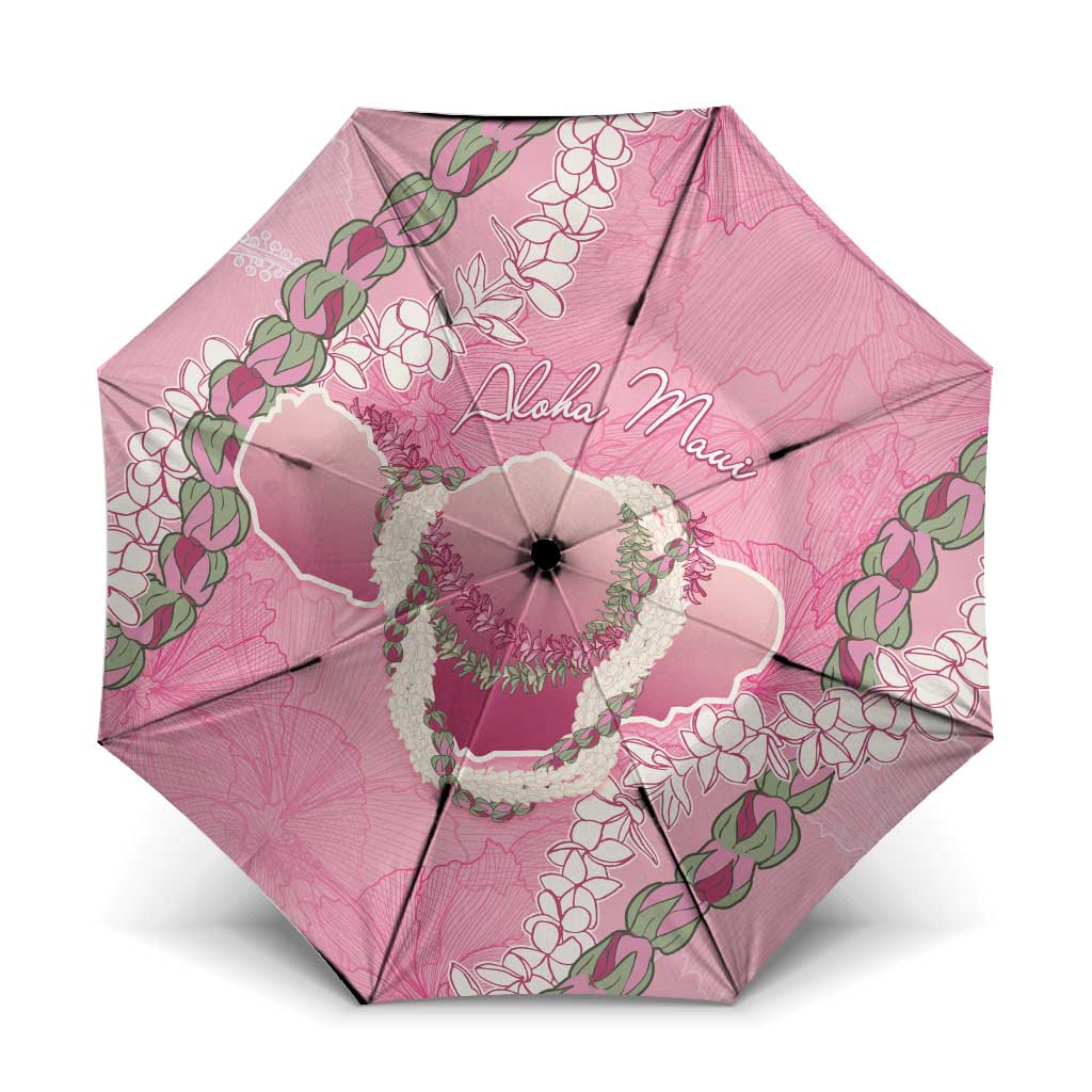 Hawaii Maui Island Flowers Lei Umbrella Lokelani Rose Pink LT7 One Size Folded 11.42 inch Opened Diameter 37.4 inch Pink - Polynesian Pride