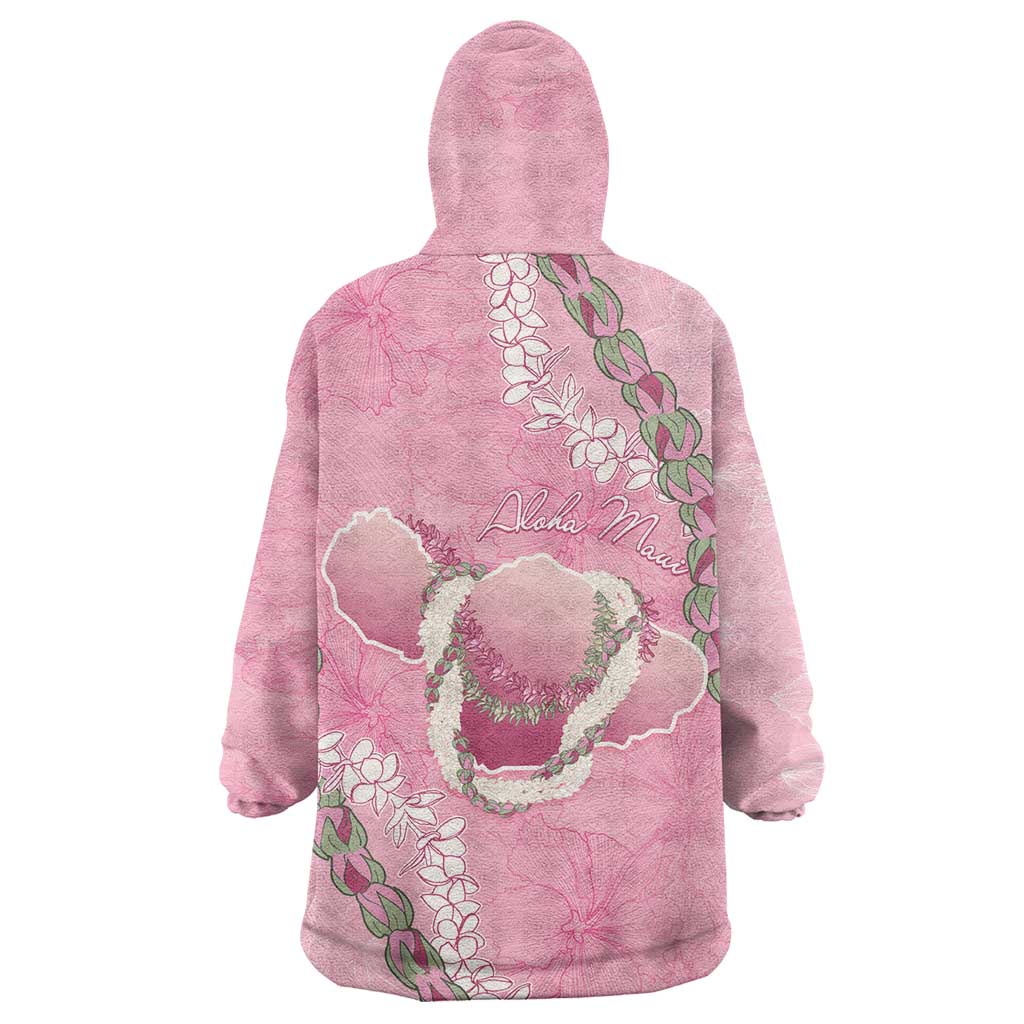 Hawaii Maui Island Flowers Lei Wearable Blanket Hoodie Lokelani Rose Pink LT7 - Polynesian Pride