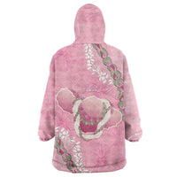 Hawaii Maui Island Flowers Lei Wearable Blanket Hoodie Lokelani Rose Pink LT7 - Polynesian Pride