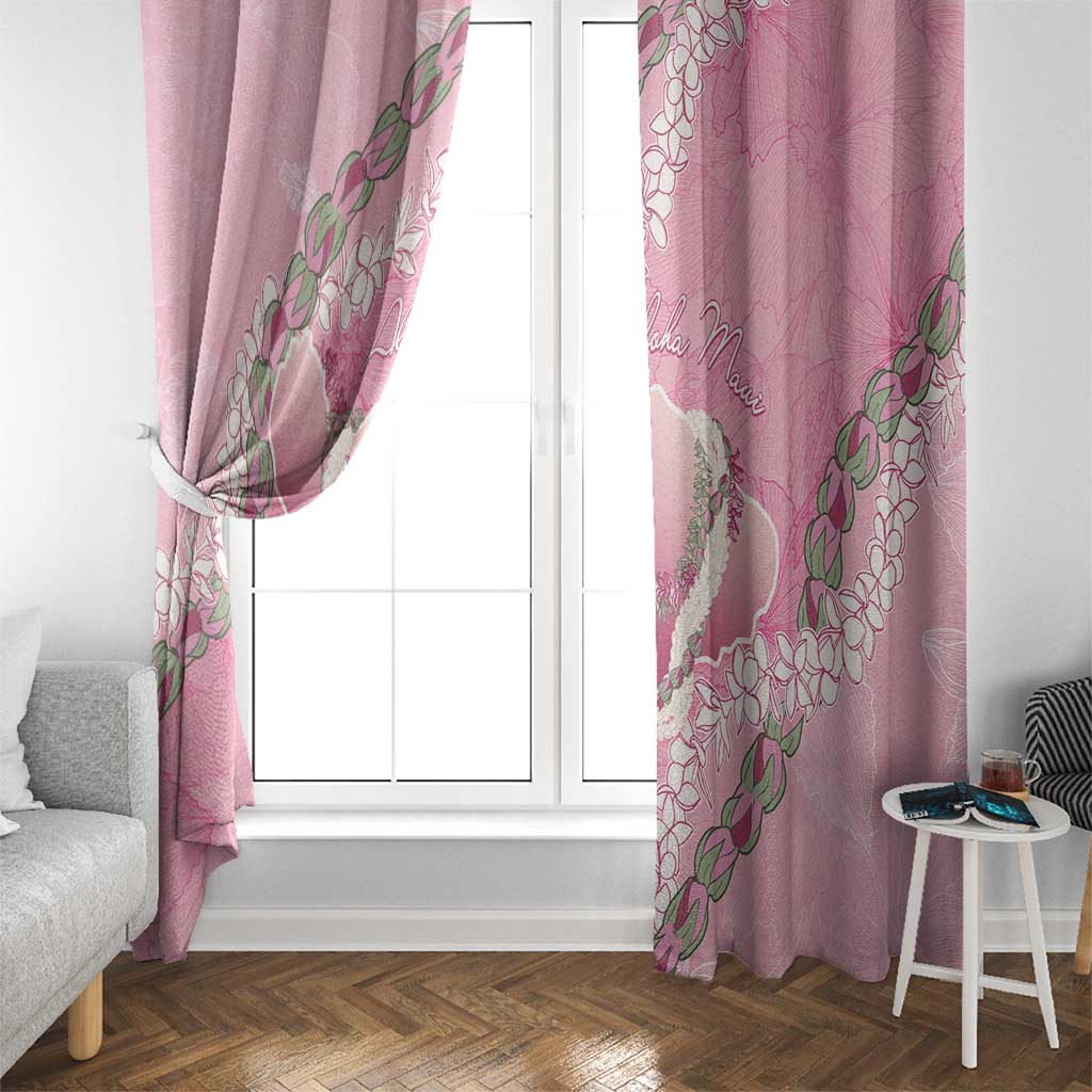 Hawaii Maui Island Flowers Lei Window Curtain Lokelani Rose Pink