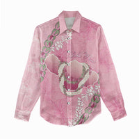 Hawaii Maui Island Flowers Lei Women Casual Shirt Lokelani Rose Pink LT7 - Polynesian Pride
