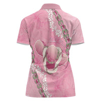 Hawaii Maui Island Flowers Lei Women Polo Shirt Lokelani Rose Pink LT7 - Polynesian Pride