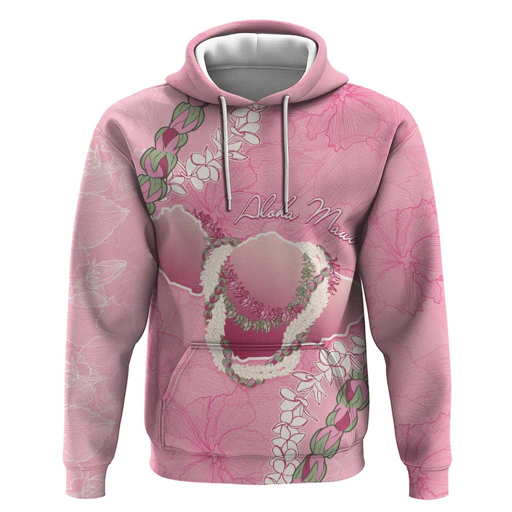 Hawaii Maui Island Flowers Lei Zip Hoodie Lokelani Rose Pink LT7 Pullover Hoodie Pink - Polynesian Pride