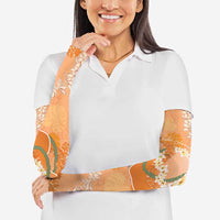 Hawaii Lanai Island Flowers Lei Arm Sleeves Orange Kaunaoa Mix Maile