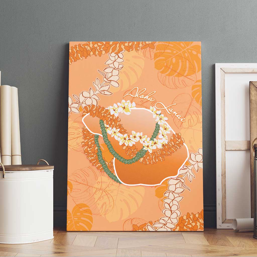 Hawaii Lanai Island Flowers Lei Canvas Wall Art Orange Kaunaoa Mix Maile