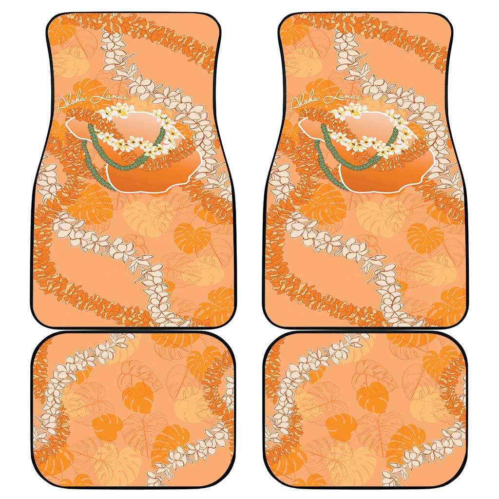 Hawaii Lanai Island Flowers Lei Car Mats Orange Kaunaoa Mix Maile