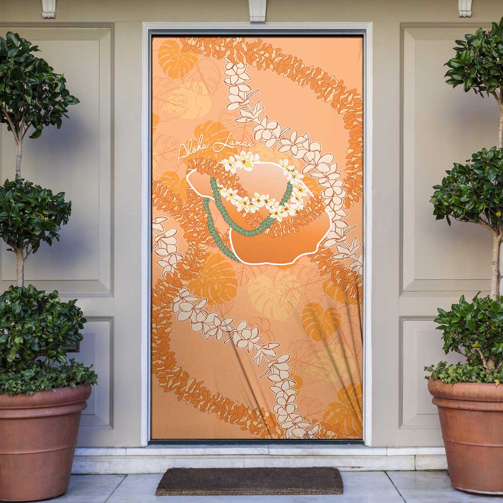 Hawaii Lanai Island Flowers Lei Door Cover Orange Kaunaoa Mix Maile LT7 Orange - Polynesian Pride