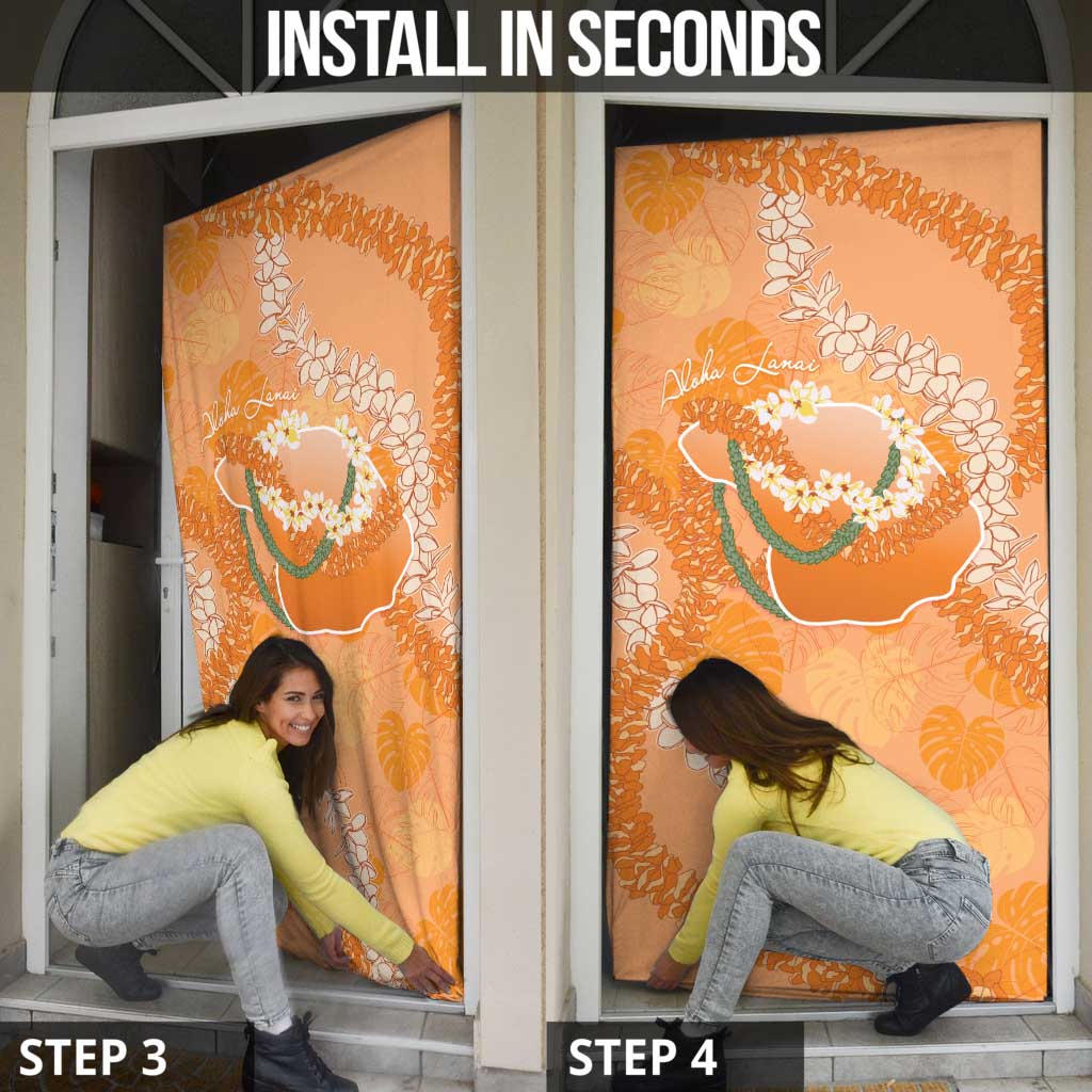 Hawaii Lanai Island Flowers Lei Door Cover Orange Kaunaoa Mix Maile LT7 - Polynesian Pride