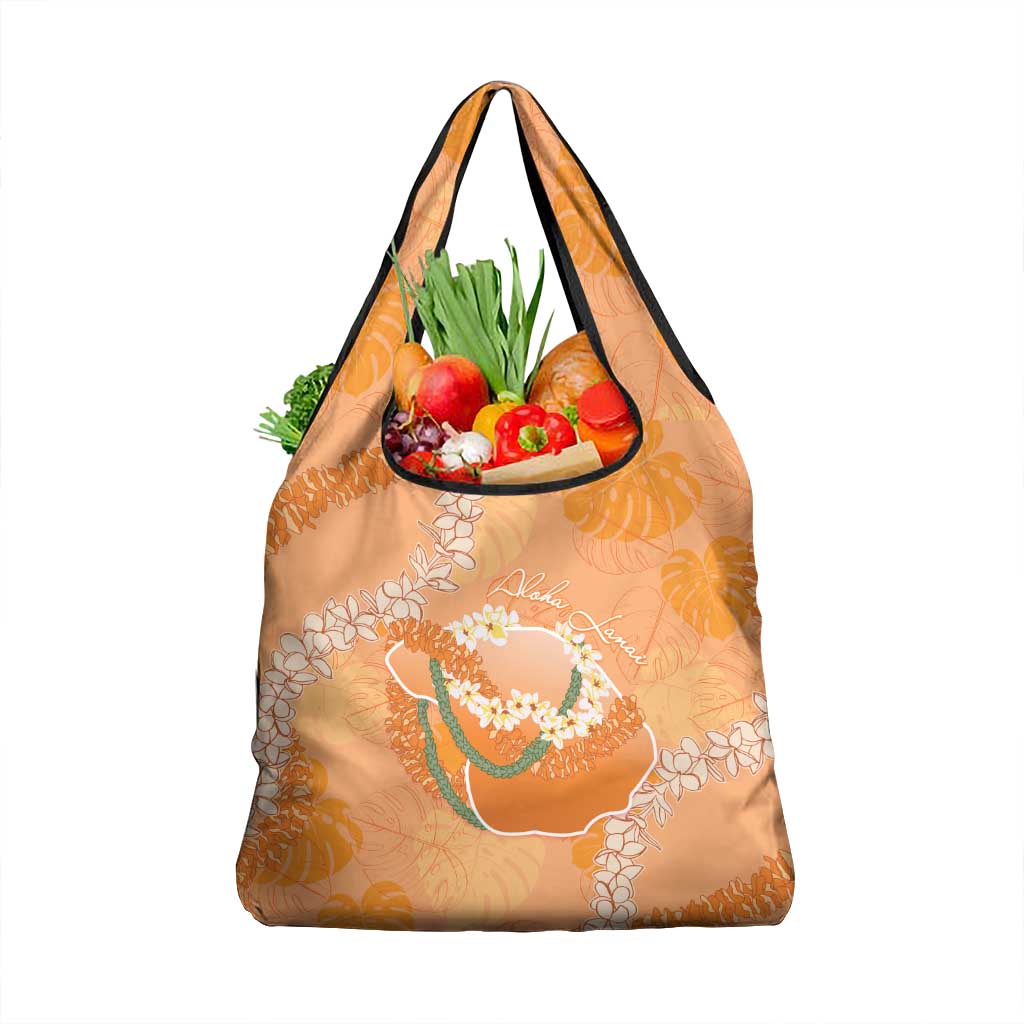 Hawaii Lanai Island Flowers Lei Grocery Bag Orange Kaunaoa Mix Maile