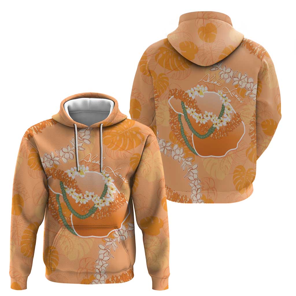 Hawaii Lanai Island Flowers Lei Hoodie Orange Kaunaoa Mix Maile LT7 - Polynesian Pride
