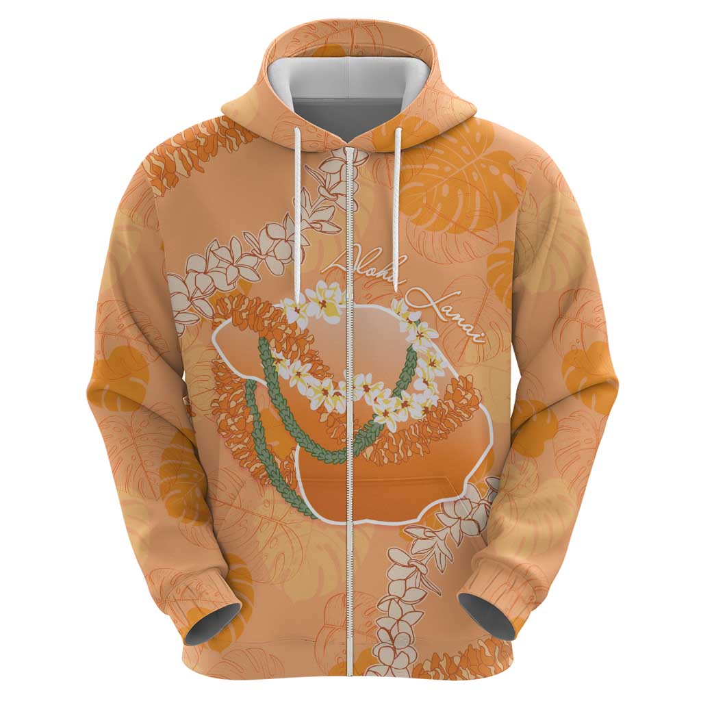 Hawaii Lanai Island Flowers Lei Hoodie Orange Kaunaoa Mix Maile LT7 - Polynesian Pride
