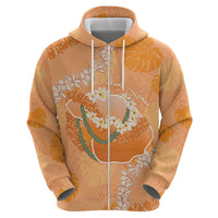 Hawaii Lanai Island Flowers Lei Hoodie Orange Kaunaoa Mix Maile LT7 - Polynesian Pride