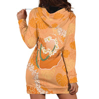 Hawaii Lanai Island Flowers Lei Hoodie Dress Orange Kaunaoa Mix Maile LT7 - Polynesian Pride
